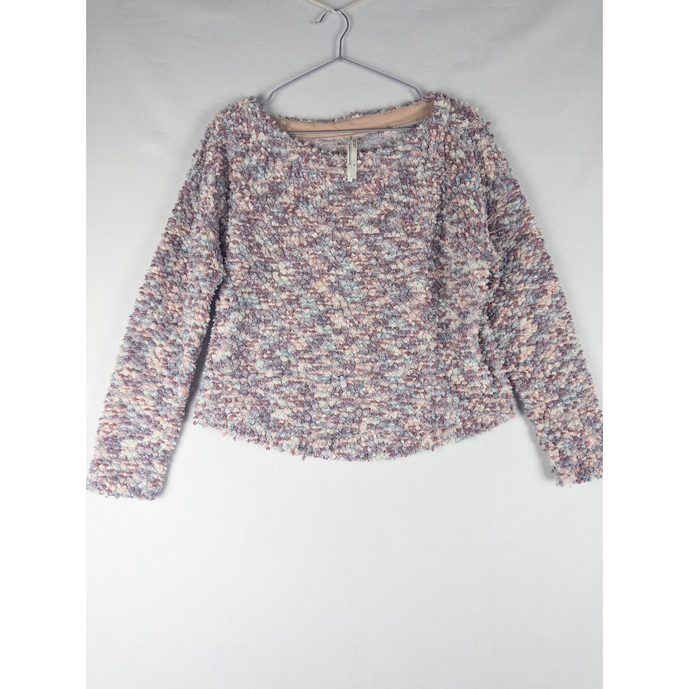 Anthropologie Plush Sweater Pullover Womens M Boho Cropped Round Neck